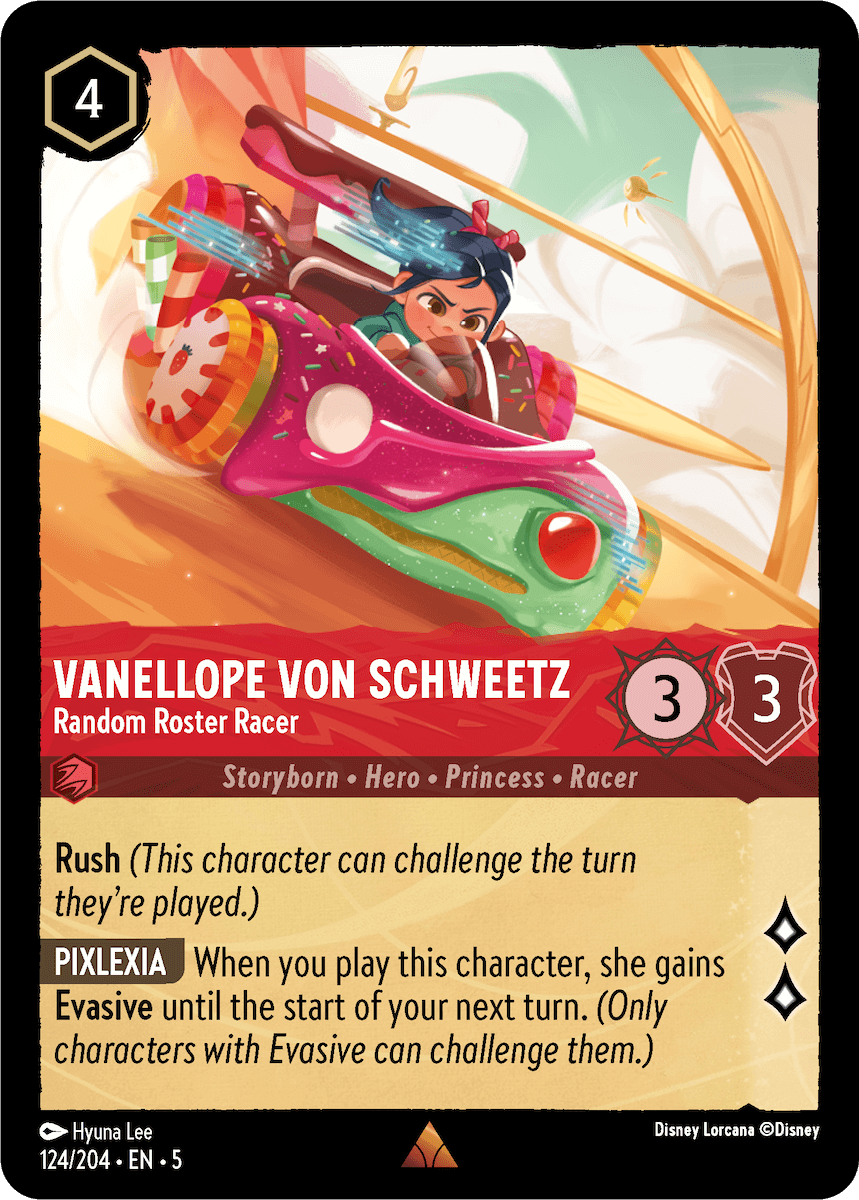 Disney Lorcana Shimmering Skies 124/204 Vanellope Von Schweetz Random Roster Racer