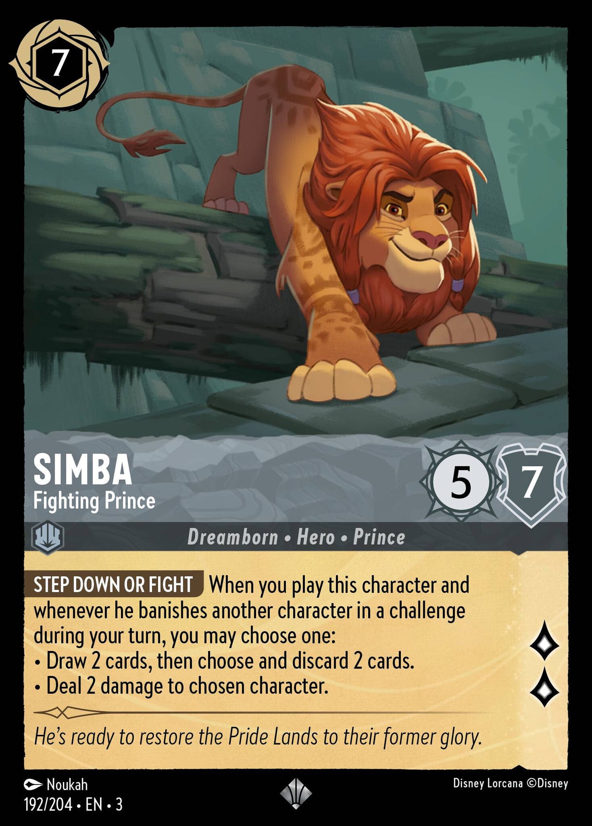 Disney Lorcana Into The Inklands 192/204 SIMBA Fighting Prince