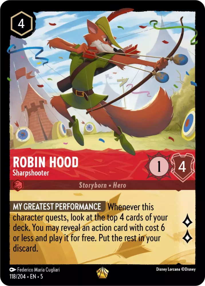 Disney Lorcana Shimmering Skies 118/204 Robin Hood - Sharpshooter