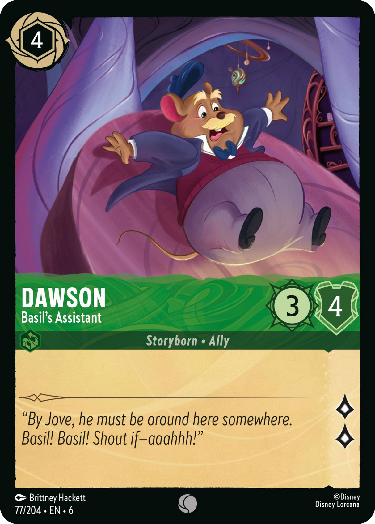 Disney Lorcana Azurite Sea 077/204 Dawson - Basil's Assistant Foil