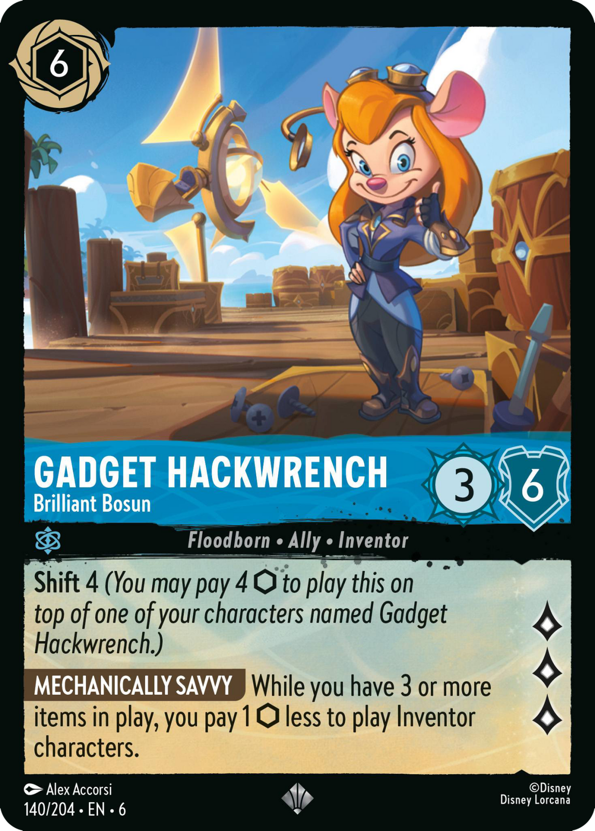 Disney Lorcana Azurite Sea 140/204 Gadget Hackwrench - Brilliant Bosun Foil