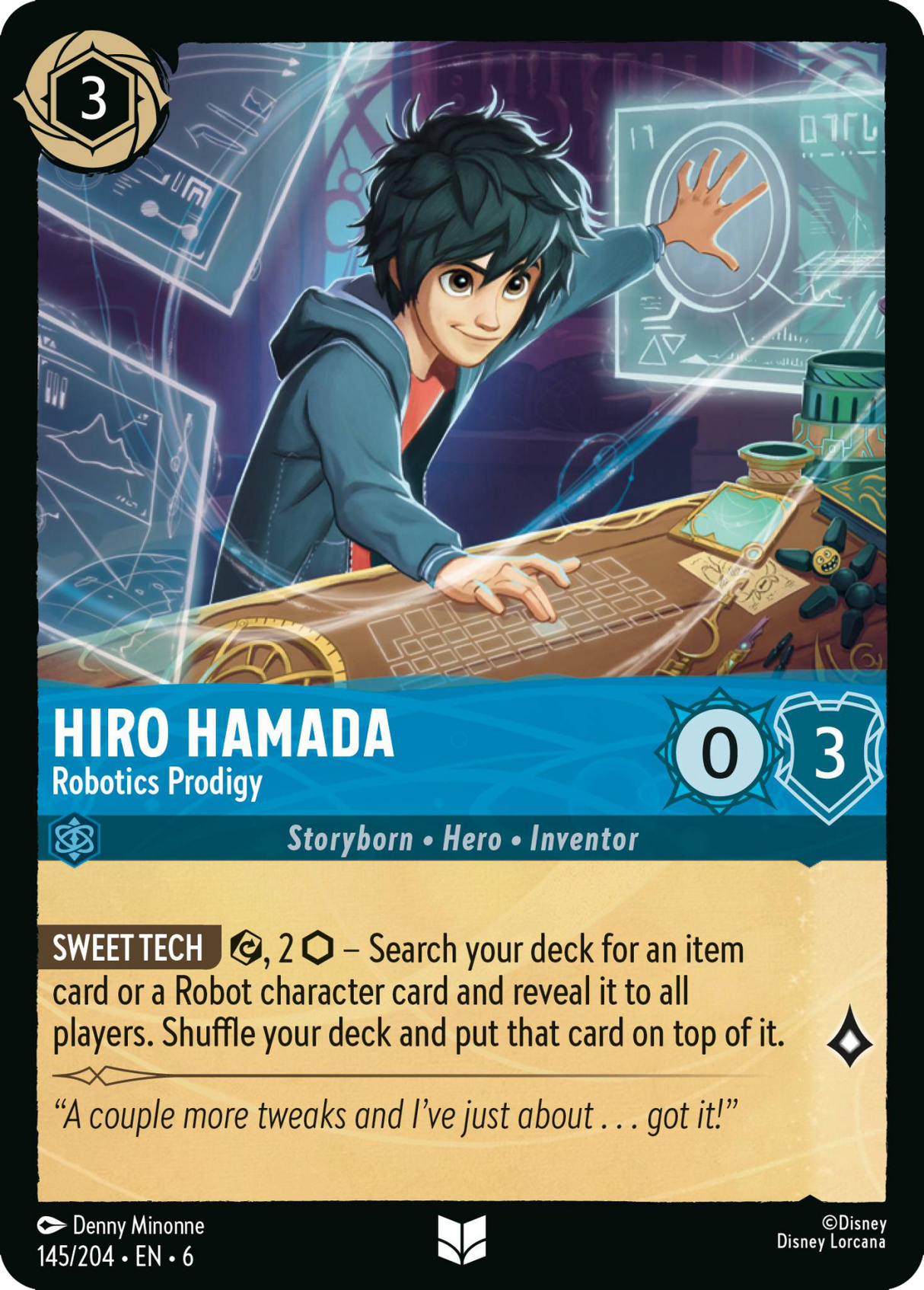 Disney Lorcana Azurite Sea 145/204 Hiro Hamada - Robotics Prodigy