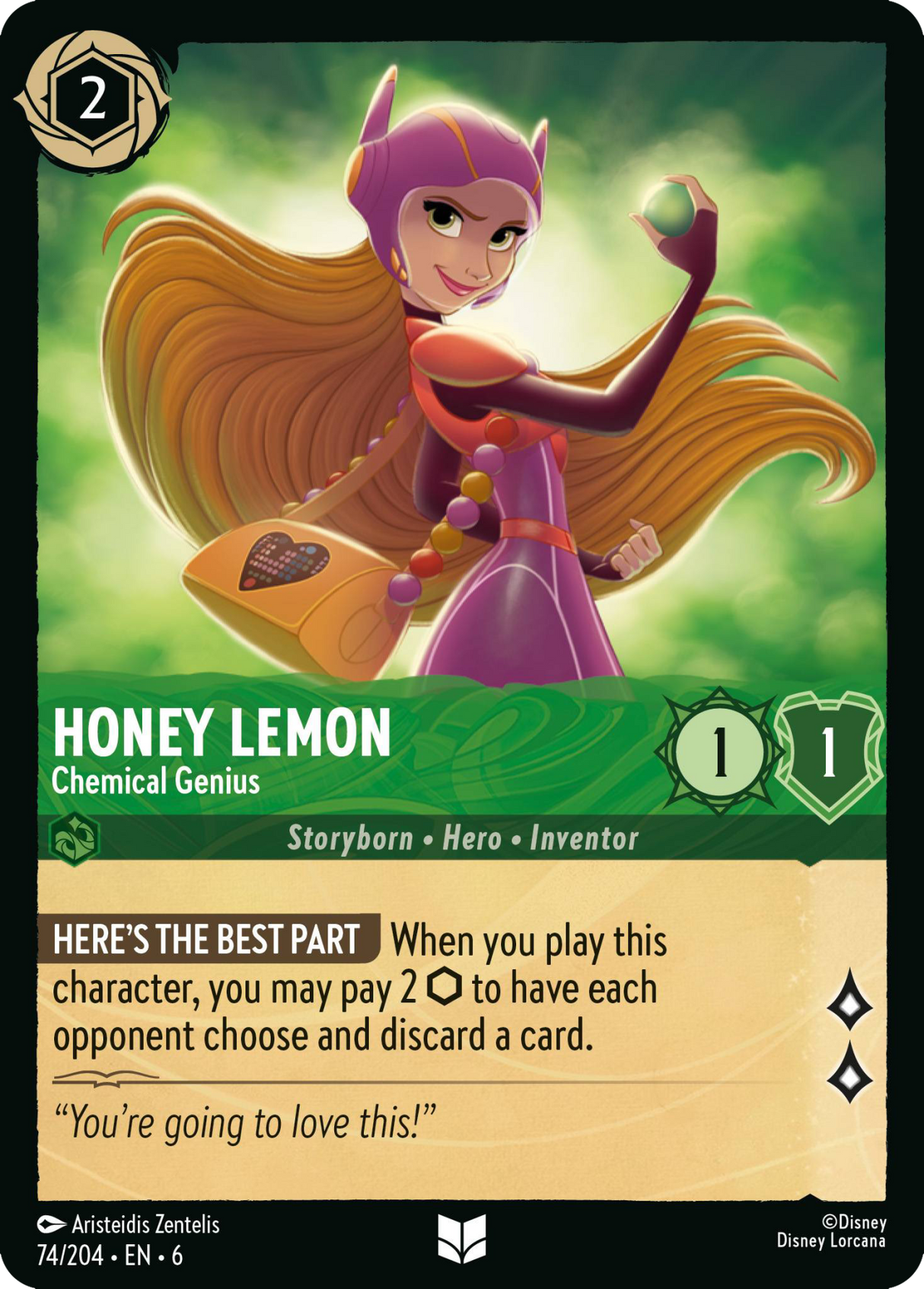 Disney Lorcana Azurite Sea 074/204 Honey Lemon - Chemical Genius