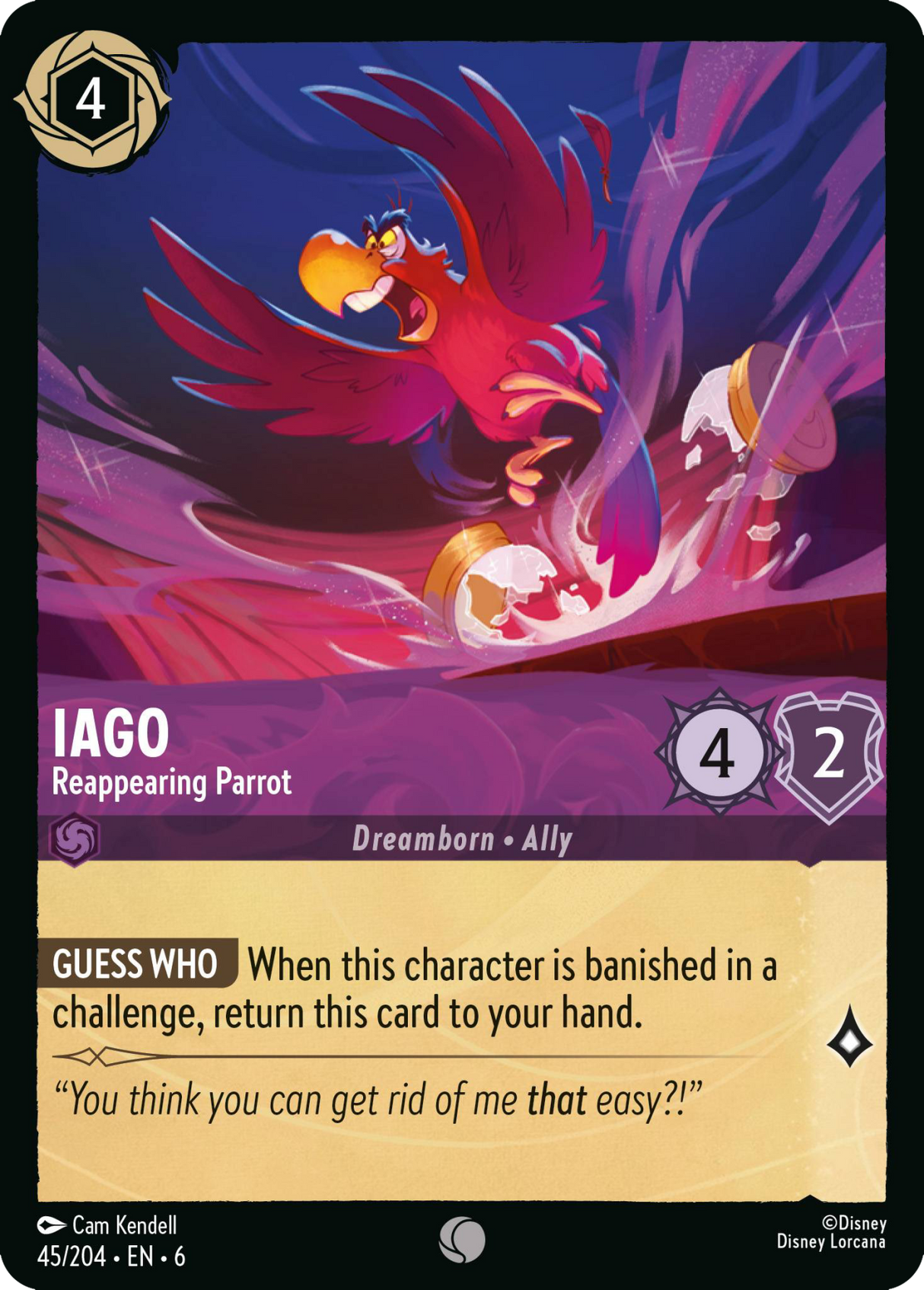 Disney Lorcana Azurite Sea 045/204 Iago - Reappearing Parrot