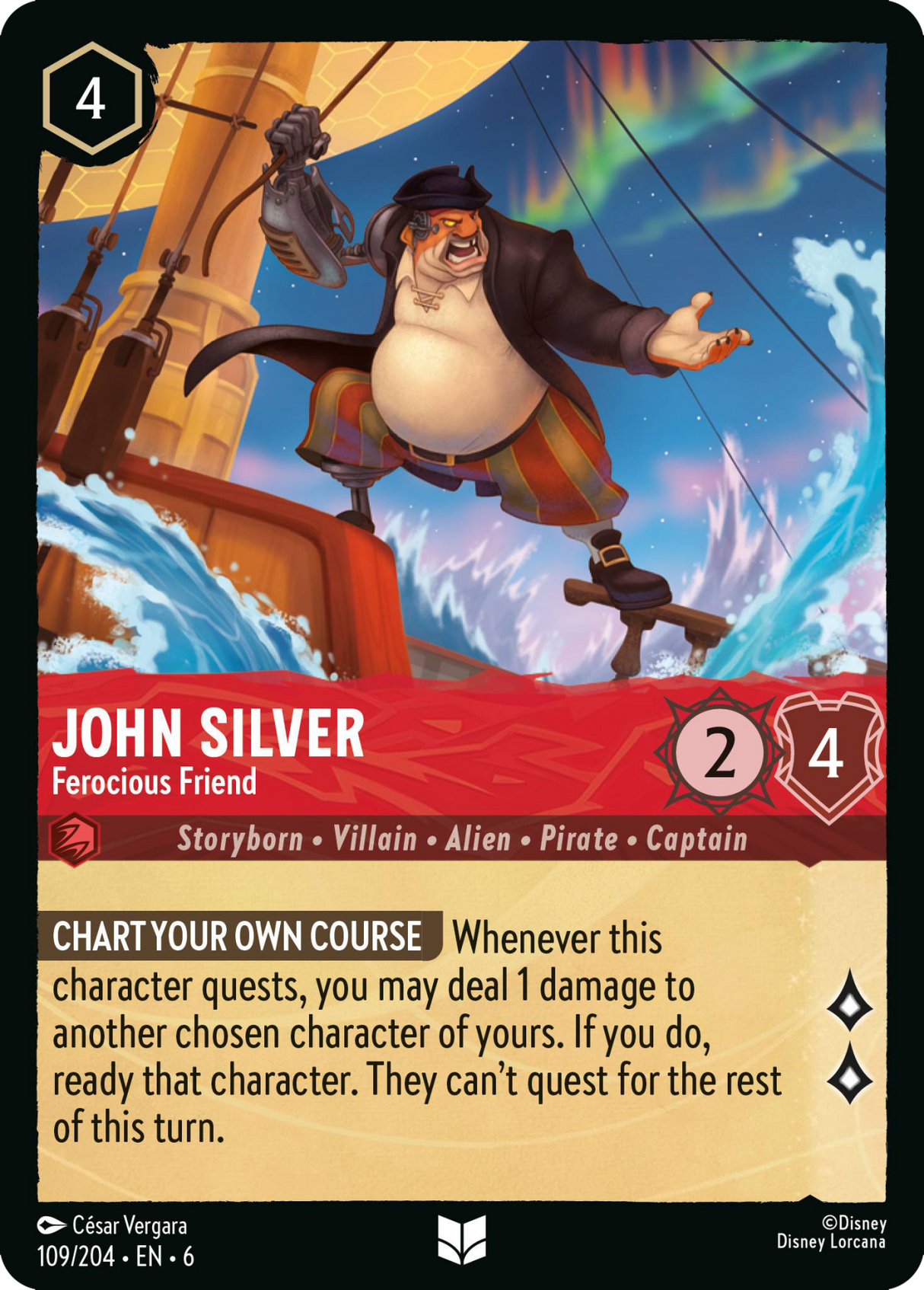 Disney Lorcana Azurite Sea 109/204 John Silver - Ferocious Friend