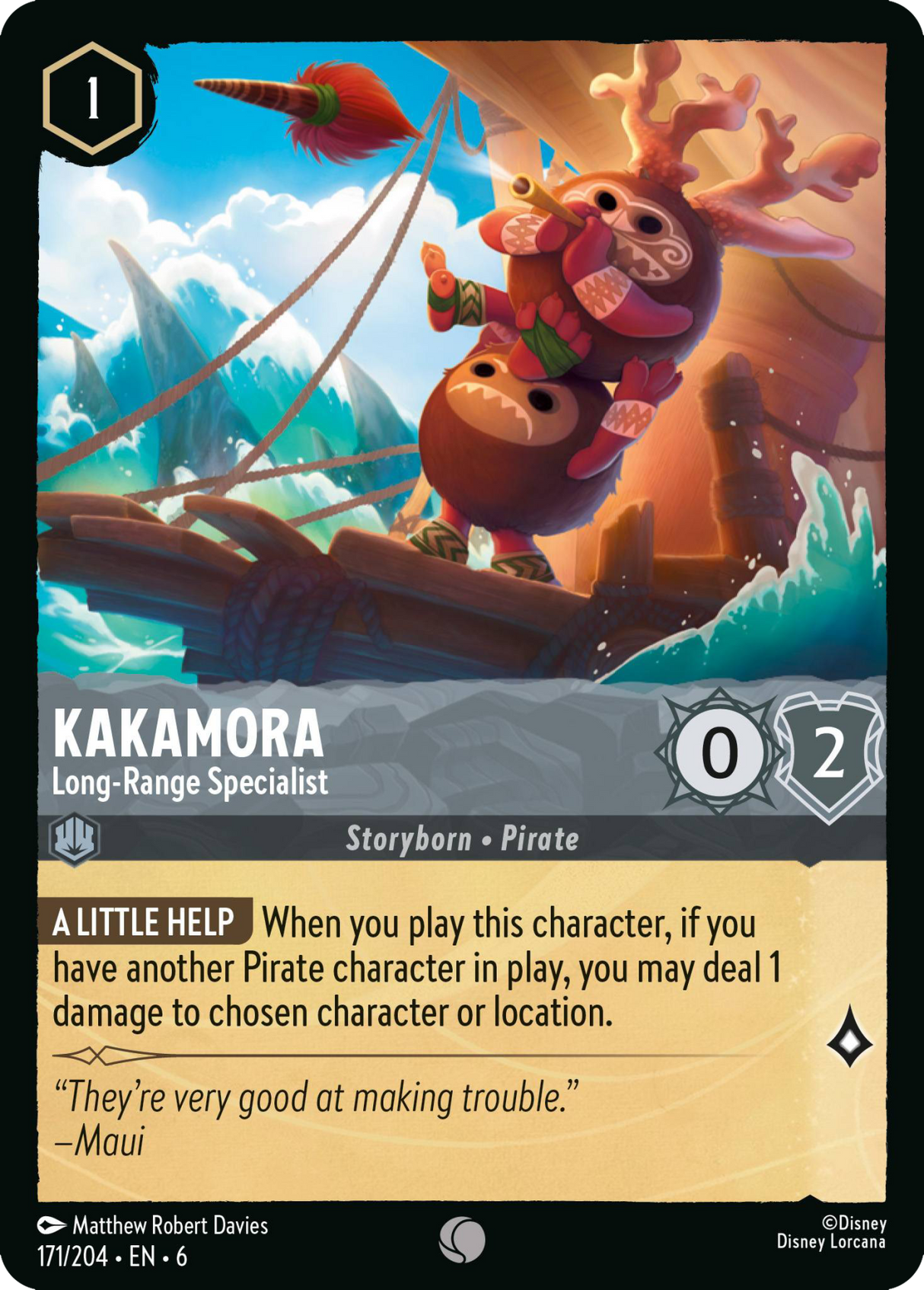 Disney Lorcana Azurite Sea 171/204 Kakamora - Long-Range Specialist Foil