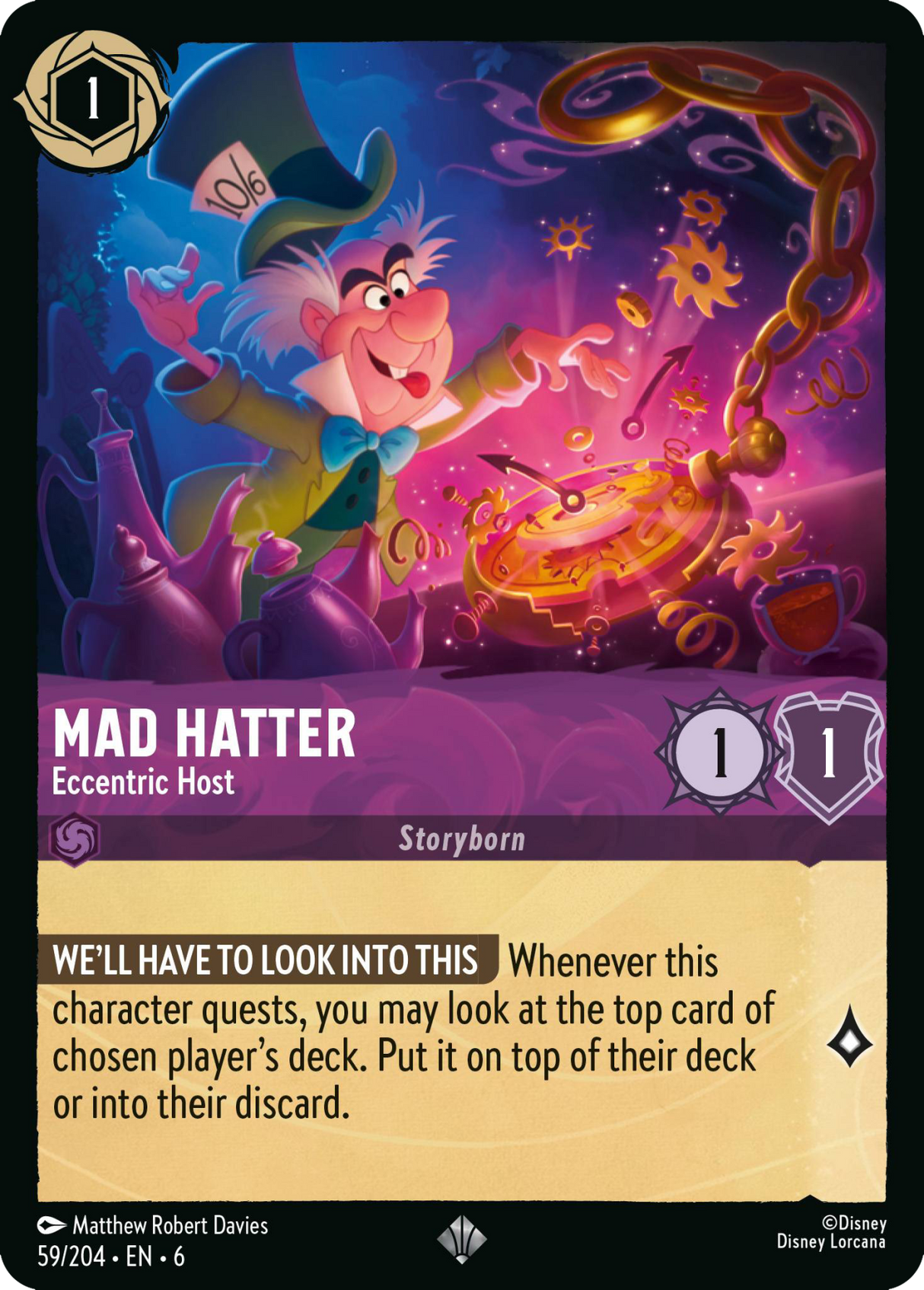 Disney Lorcana Azurite Sea 059/204 Mad Hatter - Eccentric Host