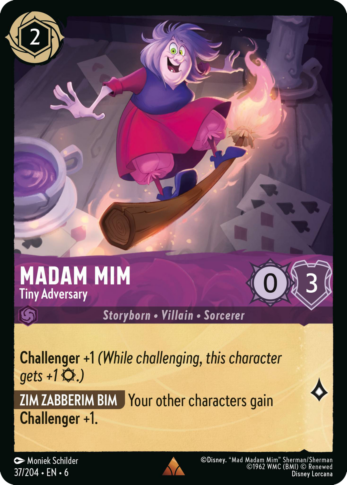 Disney Lorcana Azurite Sea 037/204 Madam Mim - Tiny Adversary