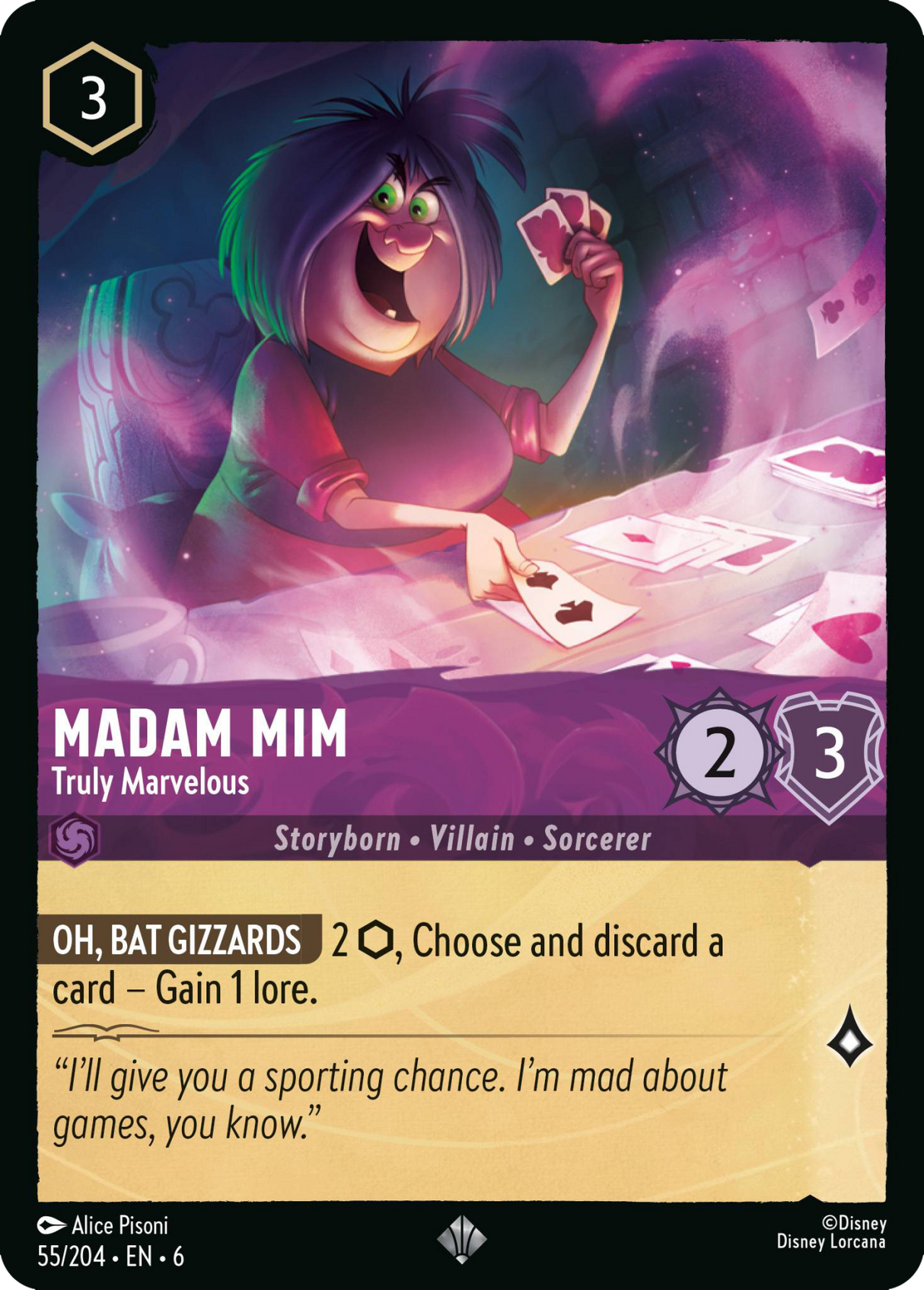 Disney Lorcana Azurite Sea 055/204 Madam Mim - Truly Marvelous Foil