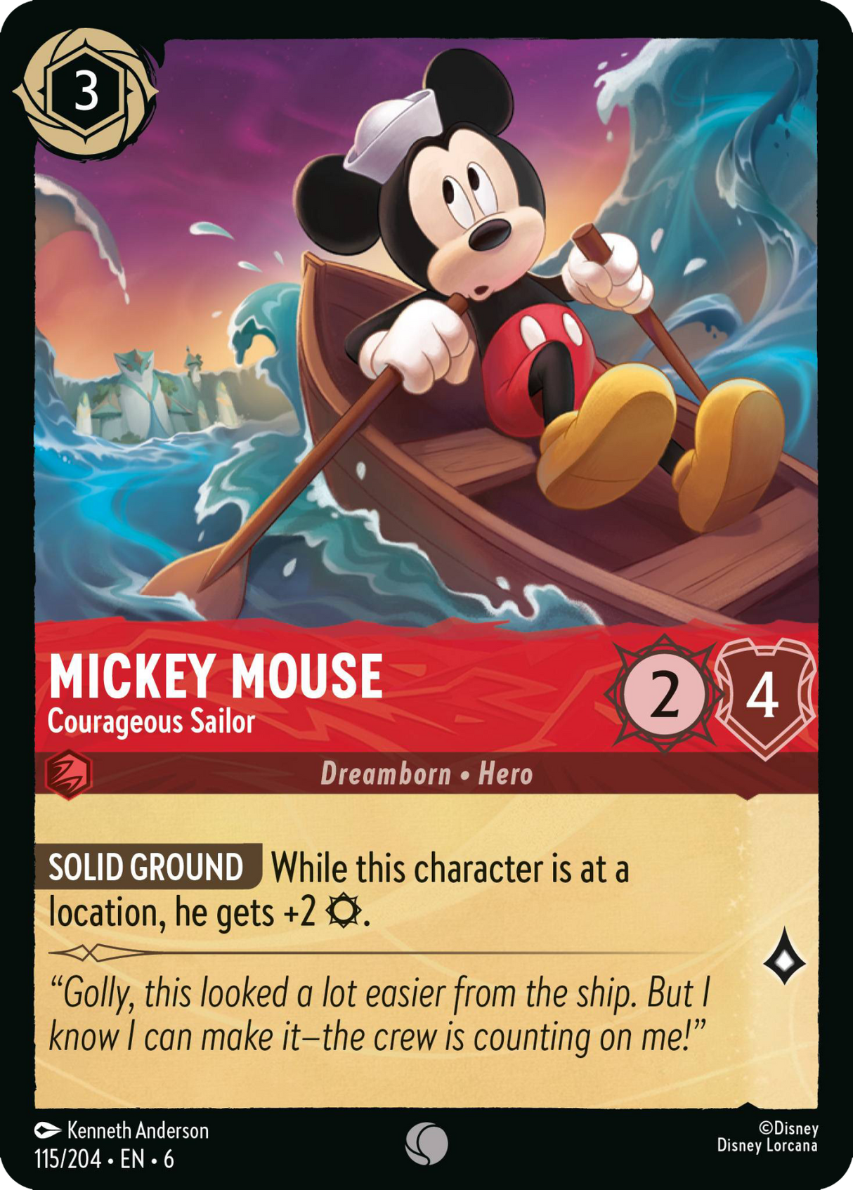 Disney Lorcana Azurite Sea 115/204 Mickey Mouse - Courageous Sailor