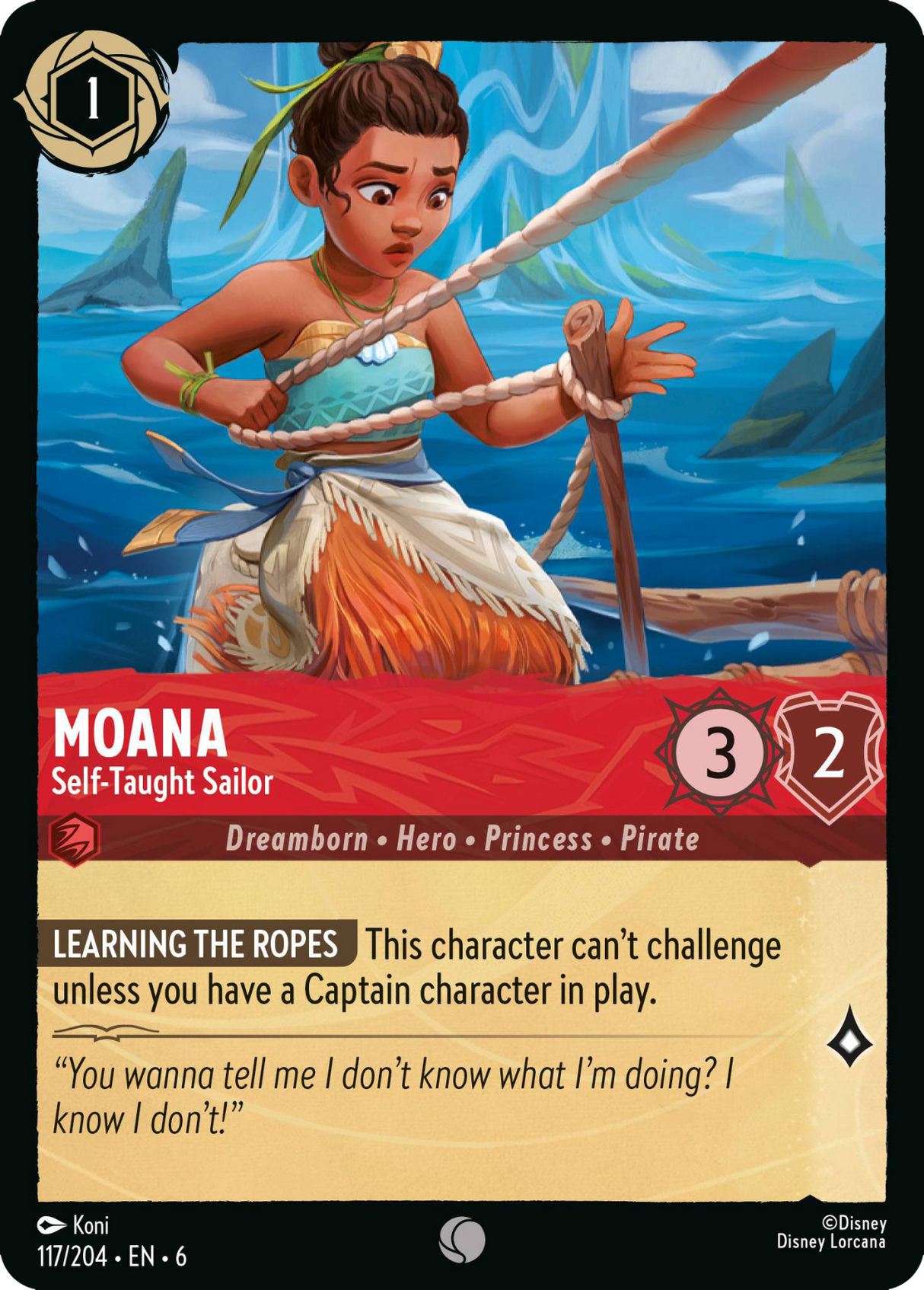 Disney Lorcana Azurite Sea 117/204 Moana - Self-Taught Sailor