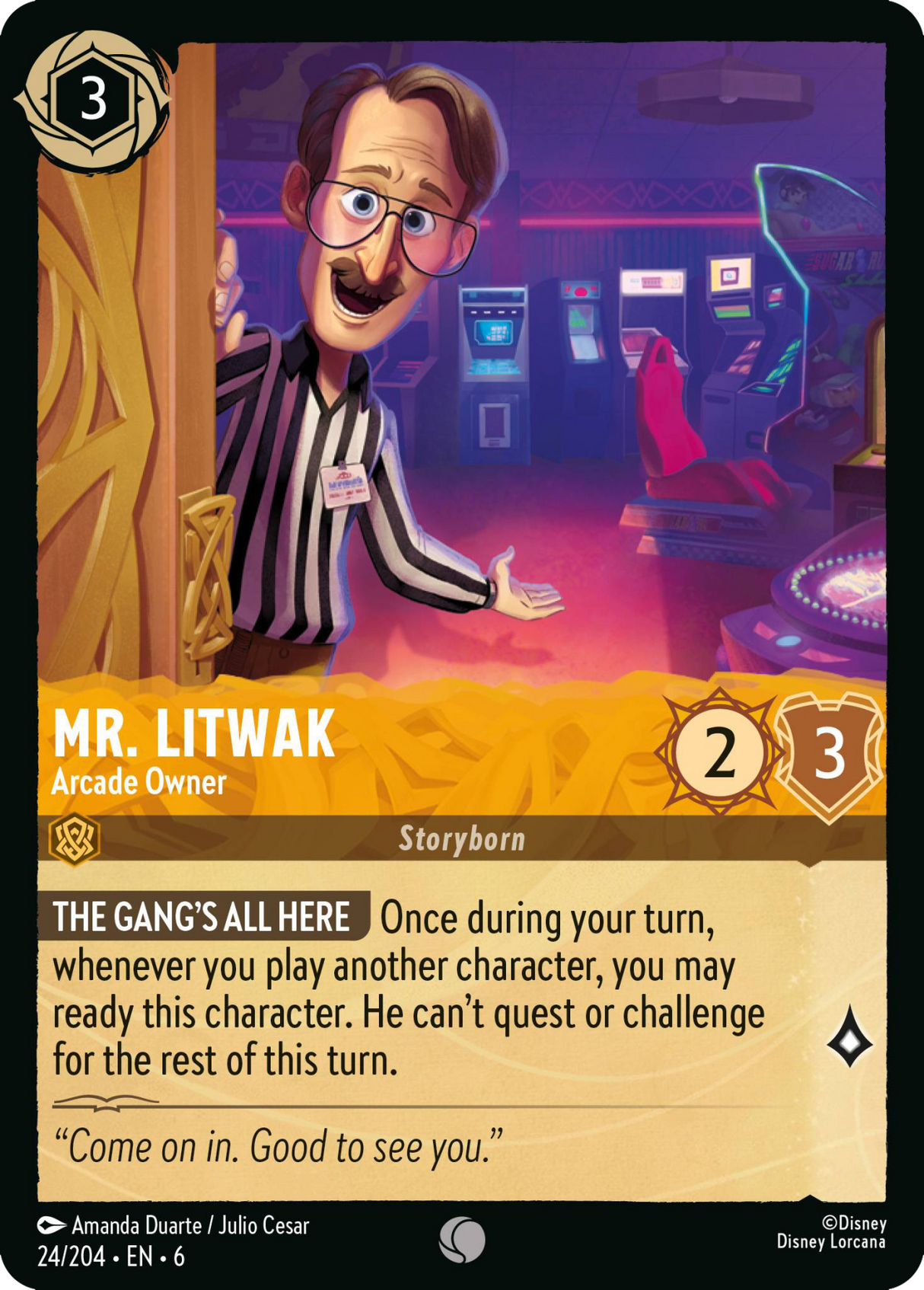 Disney Lorcana Azurite Sea 024/204 Mr. Litwak - Arcade Owner