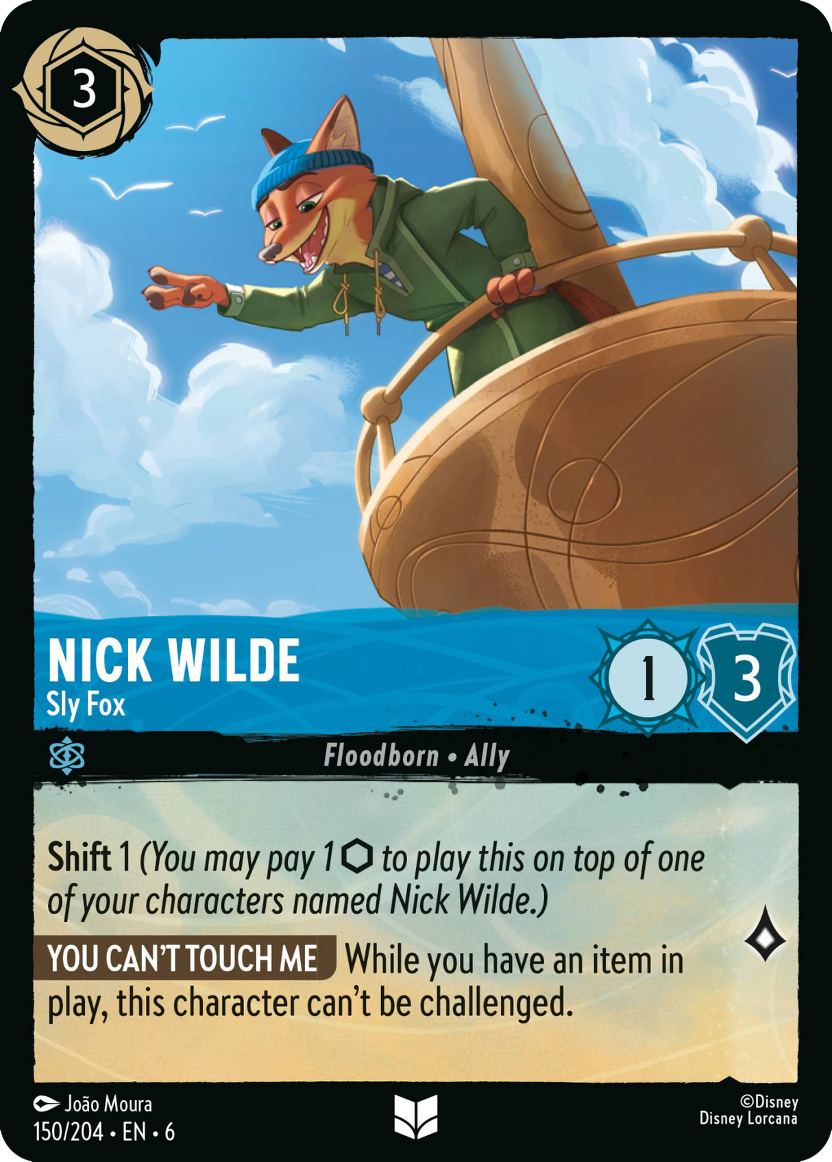 Disney Lorcana Azurite Sea 150/204 Nick Wilde - Sly Fox Foil