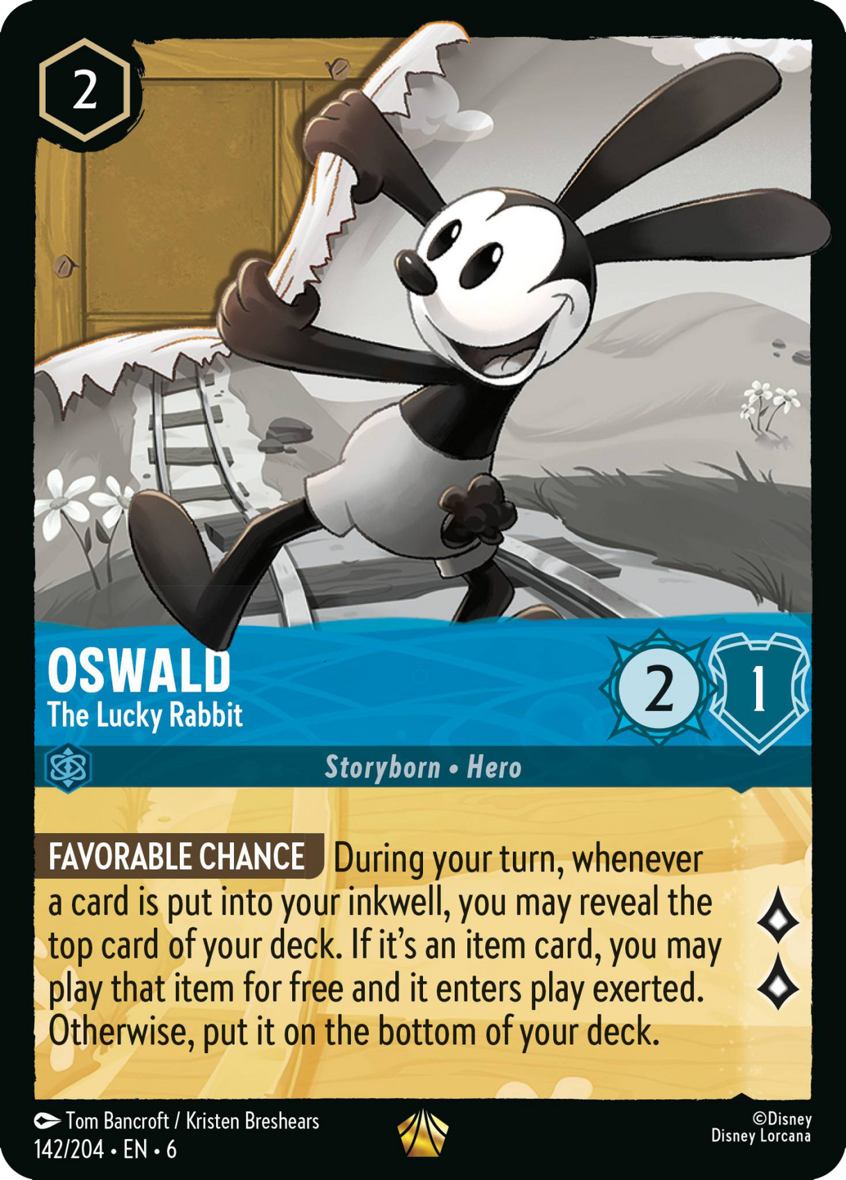 Disney Lorcana Azurite Sea 142/204 Oswald - The Lucky Rabbit