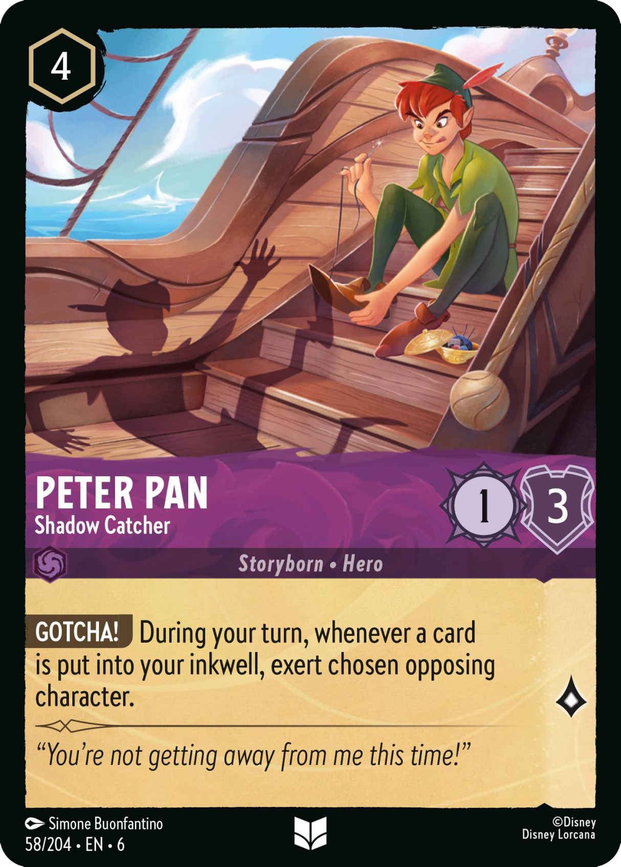 Disney Lorcana Azurite Sea 058/204 Peter Pan - Shadow Catcher