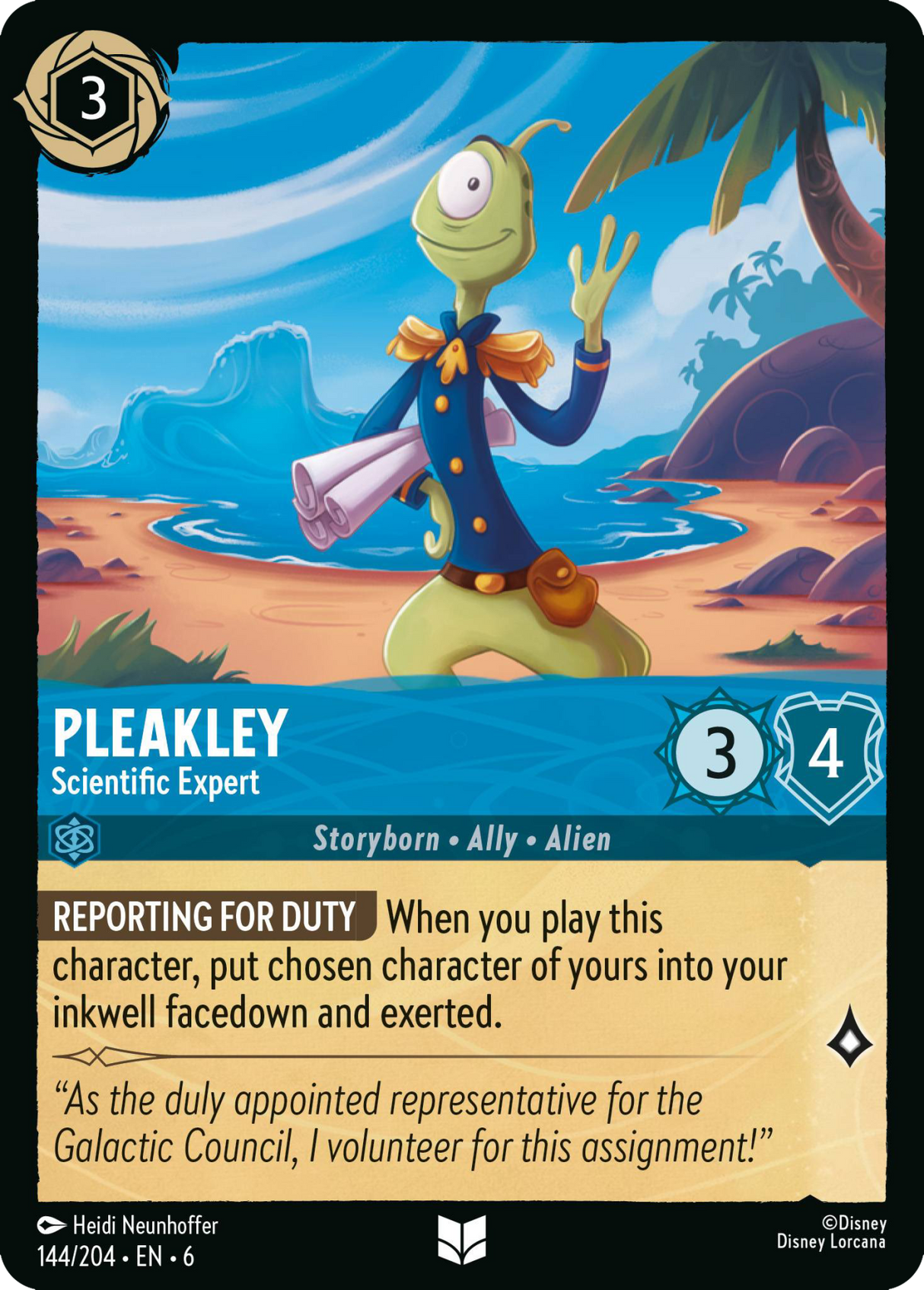 Disney Lorcana Azurite Sea 144/204 Pleakley - Scientific Expert