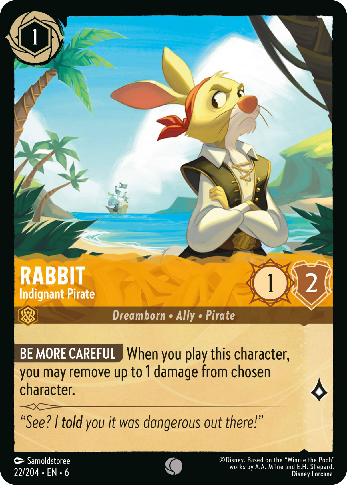 Disney Lorcana Azurite Sea 022/204 Rabbit - Indignant Pirate