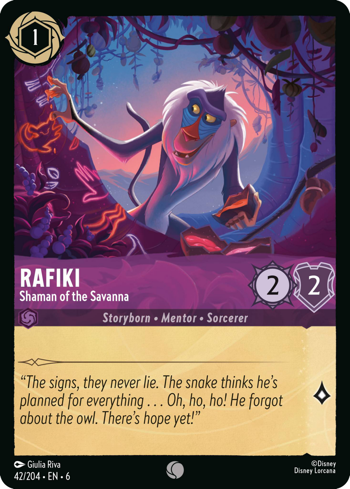 Disney Lorcana Azurite Sea 042/204 Rafiki - Shaman of the Savanna