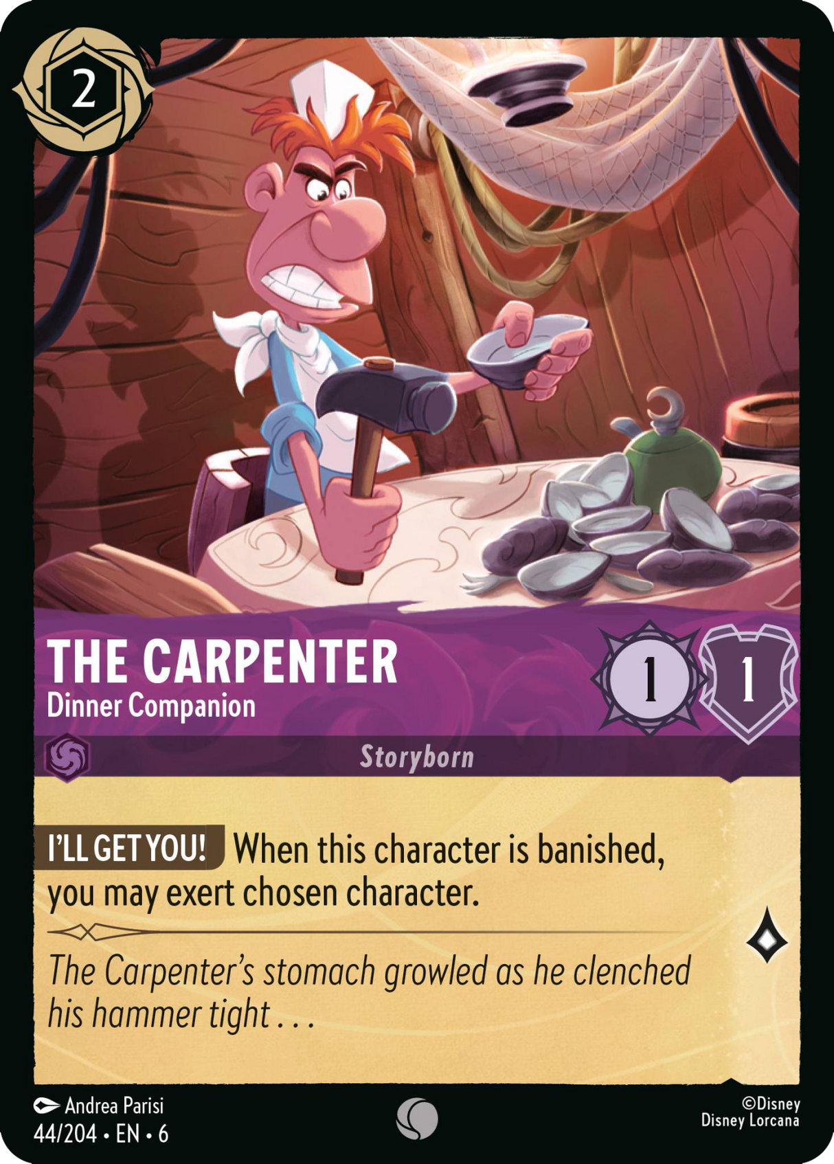 Disney Lorcana Azurite Sea 044/204 The Carpenter - Dinner Companion