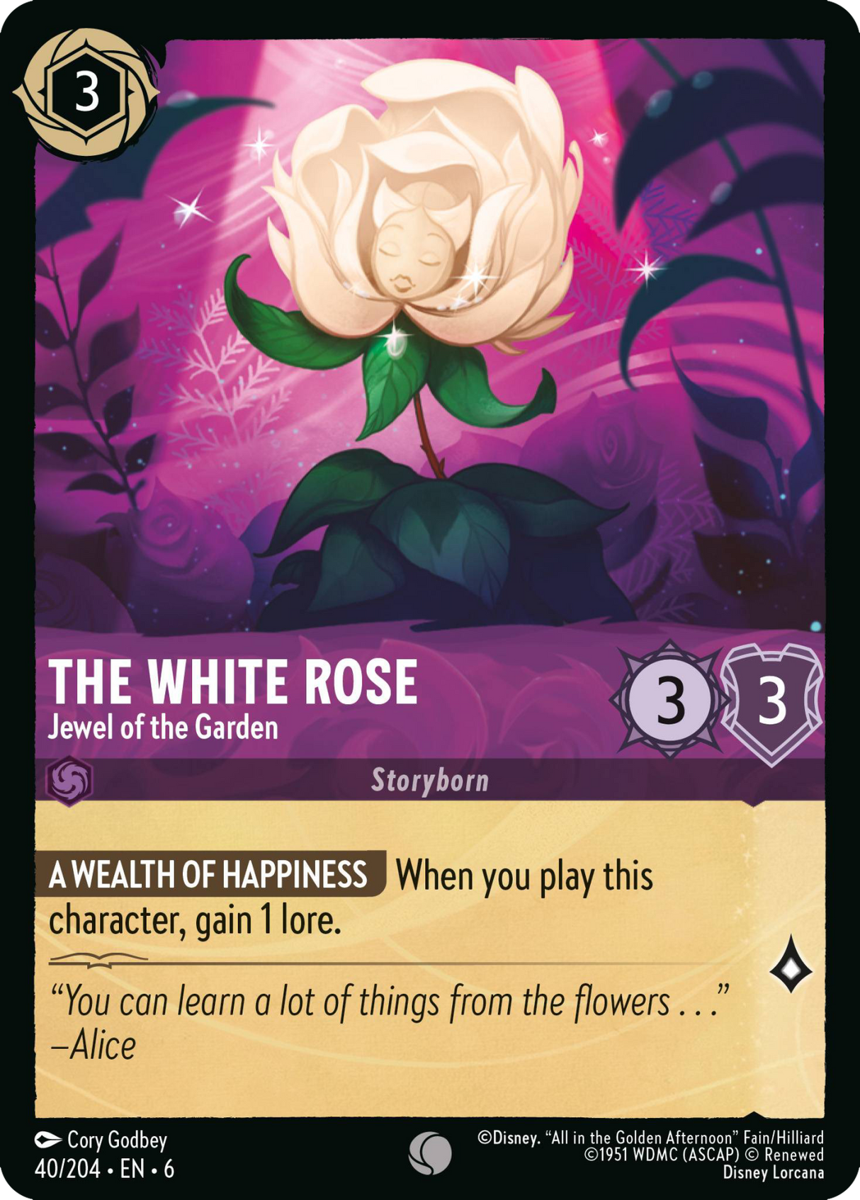 Disney Lorcana Azurite Sea 040/204 White Rose - Jewel of the Garden