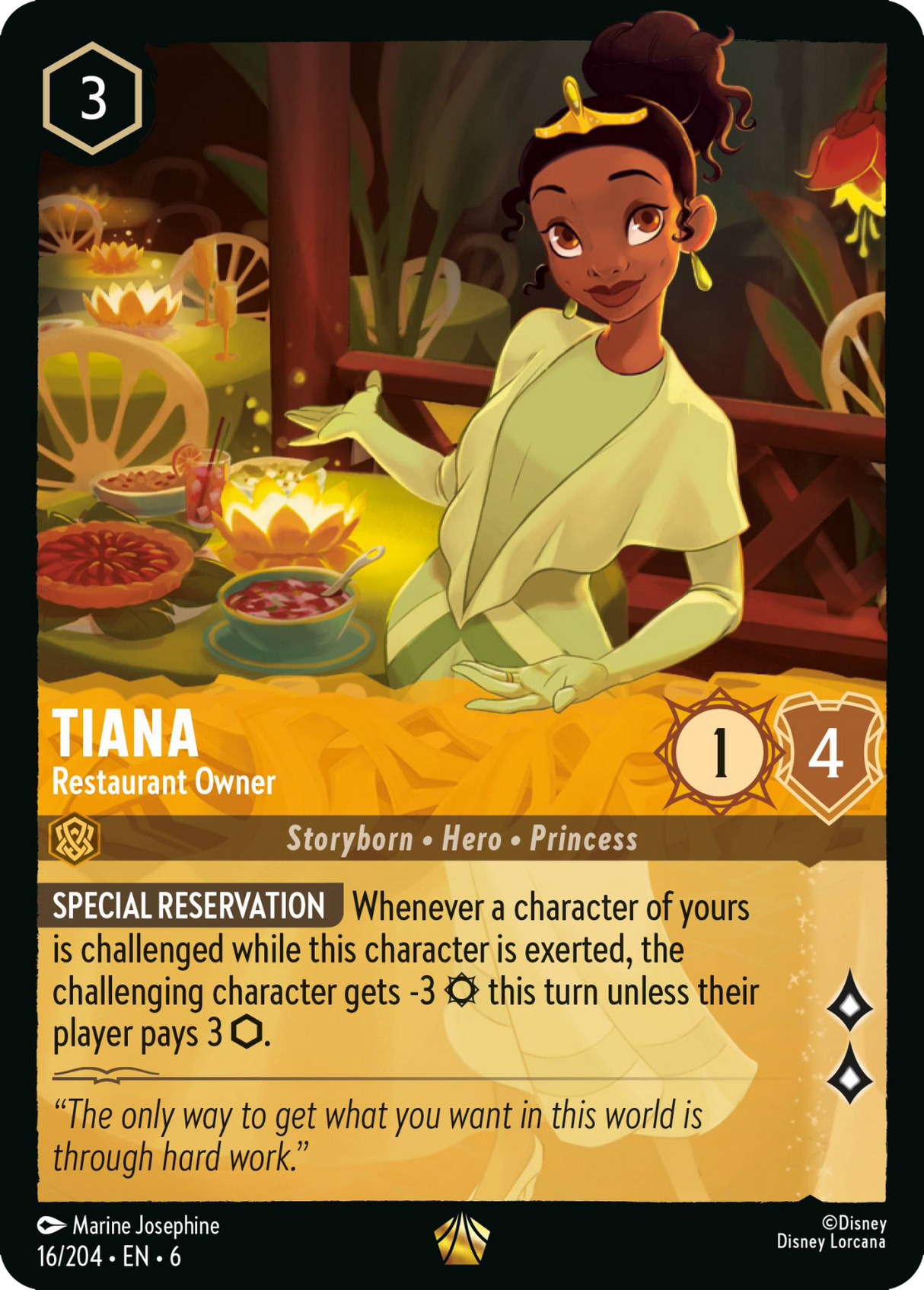 Disney Lorcana Azurite Sea 016/204 Tiana - Restaurant Owner