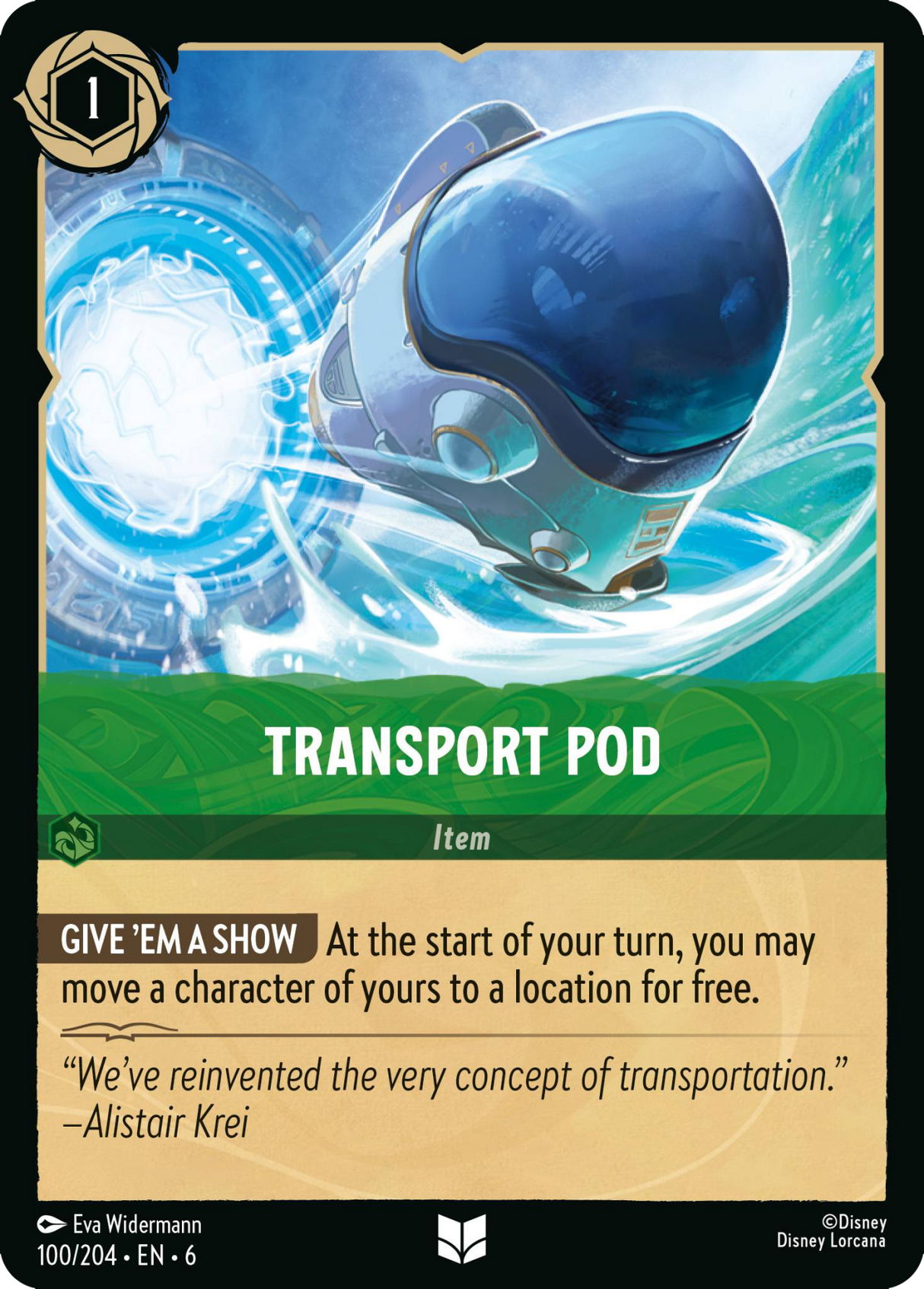 Disney Lorcana Azurite Sea 100/204 Transport Pod Foil