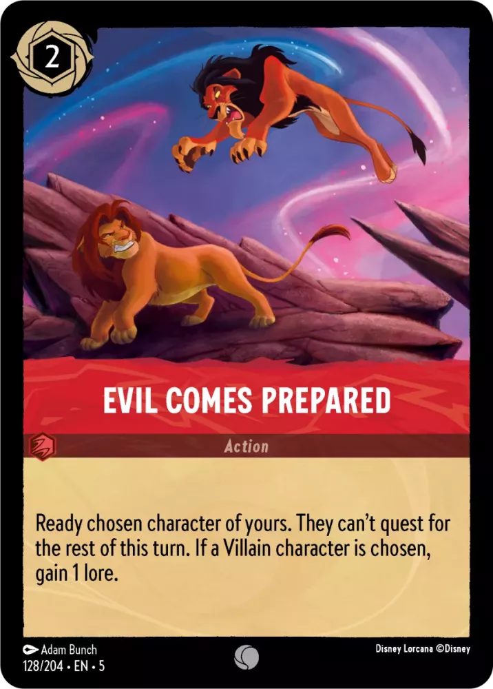 Disney Lorcana Shimmering Skies 128/204 Evil Comes Prepared