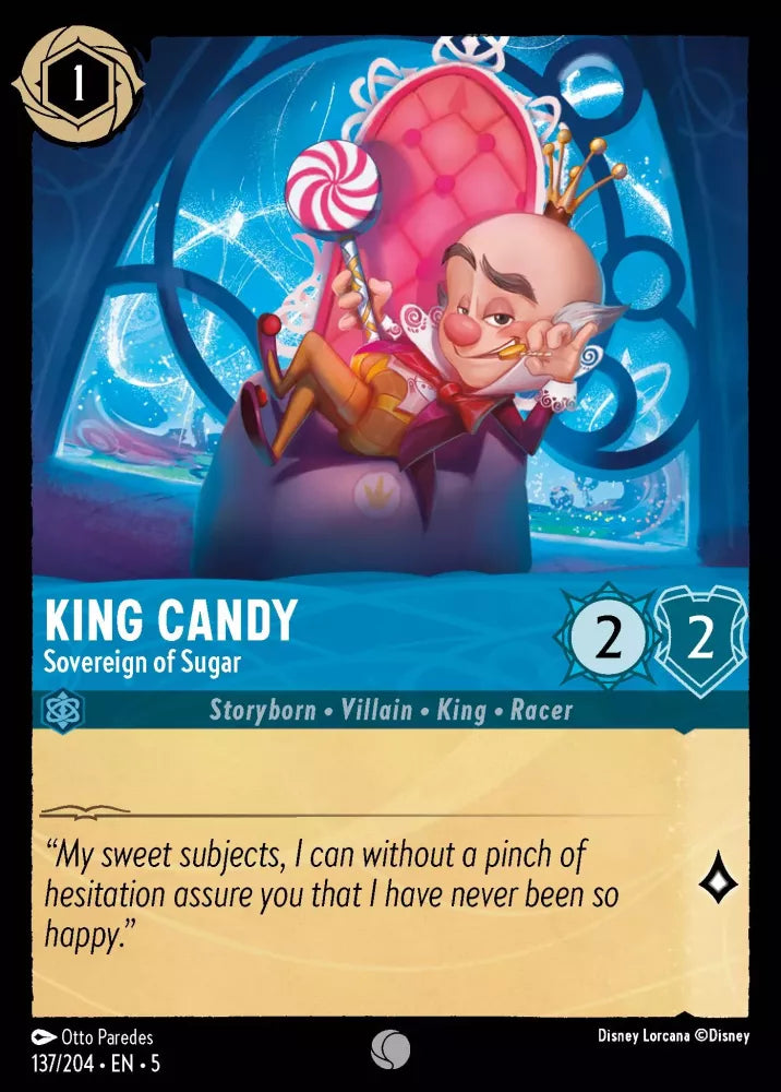 Disney Lorcana Shimmering Skies 137/204 King Candy - Sovereign of Sugar Foil