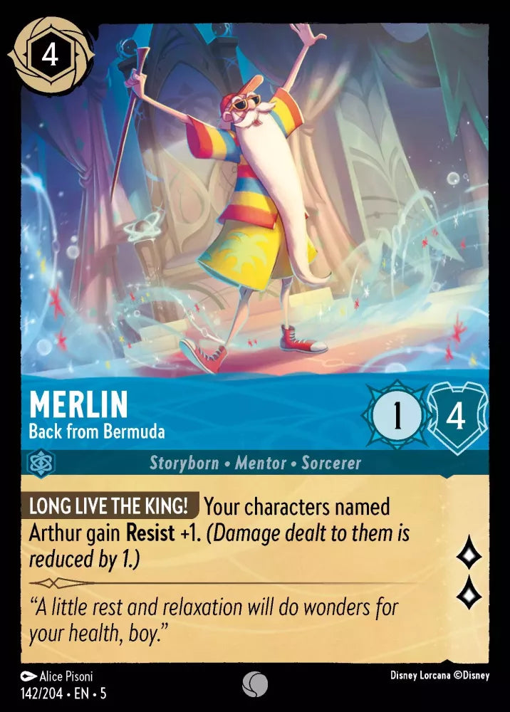 Disney Lorcana Shimmering Skies 142/204 Merlin - Back from the Bermudas Foil