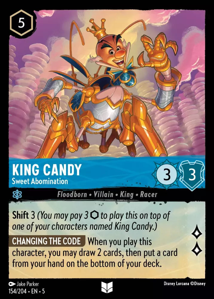 Disney Lorcana Shimmering Skies 154/204 King Candy - Sweet Abomination