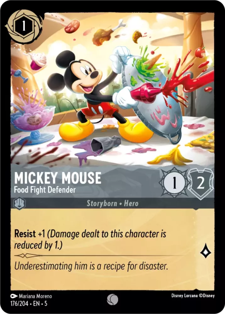 Disney Lorcana Shimmering Skies 176/204 Mickey Mouse - Food Fight Defender