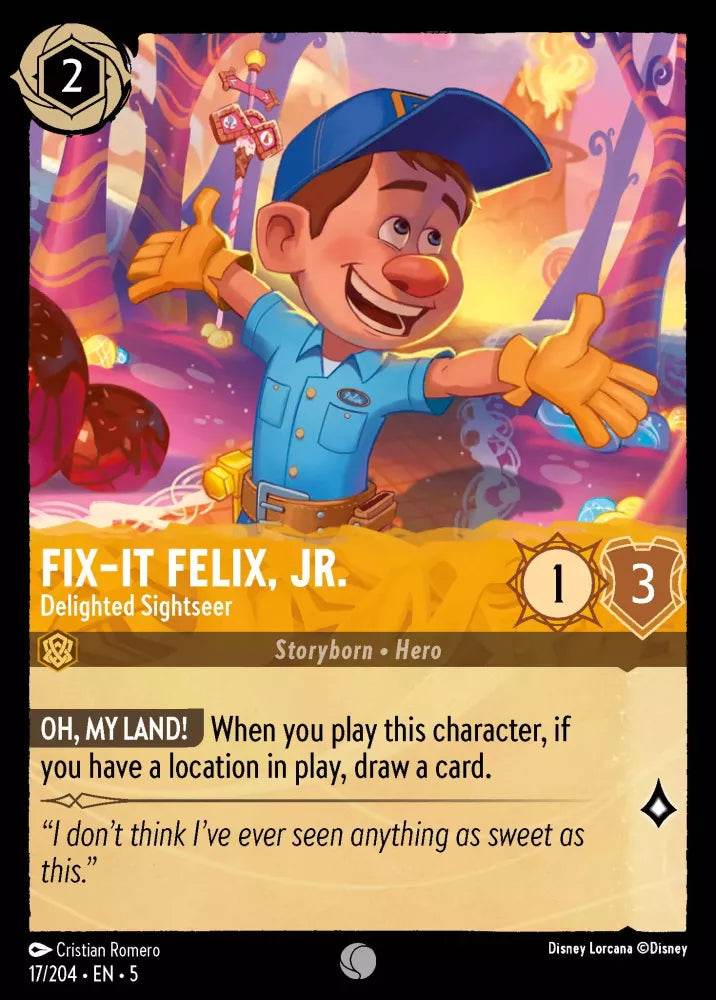 Disney Lorcana Shimmering Skies 017/204 Fix‐It Felix, Jr. - Delighted Sightseer