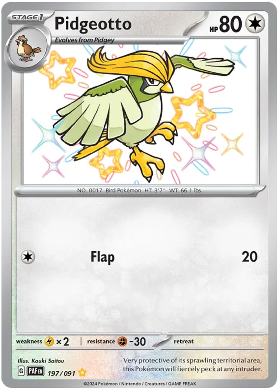 Scarlet & Violet Paldean Fates 197/091 Pidgeotto