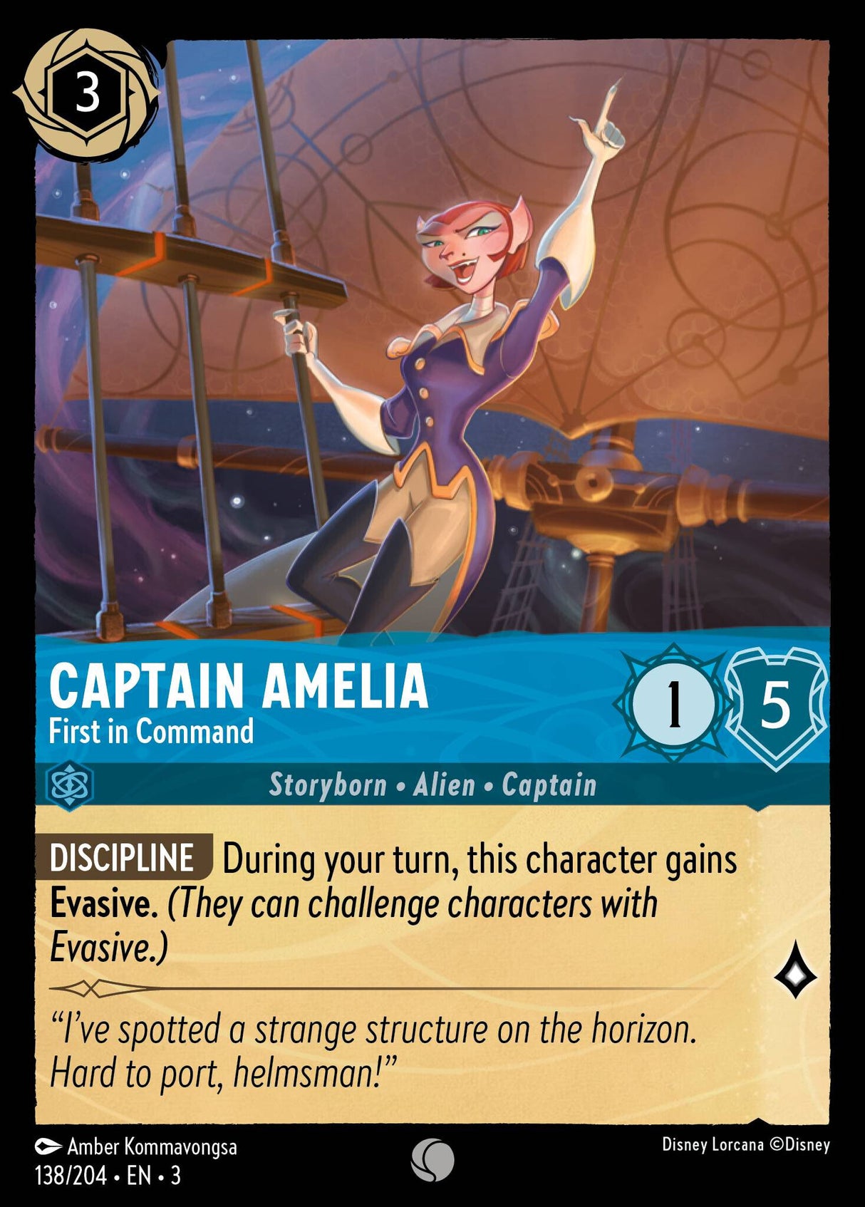 Disney Lorcana Into The Inklands 138/204 CAPTAIN AMELIA First in Command