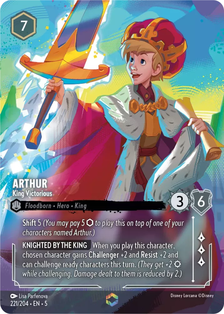 Disney Lorcana Shimmering Skies 221/204 Arthur - King Victorious