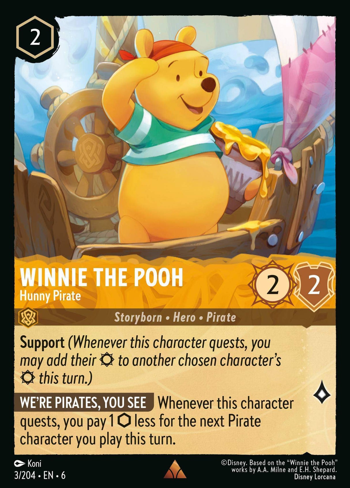 Disney Lorcana Azurite Sea 003/204 Winnie the Pooh - Hunny Pirate Foil