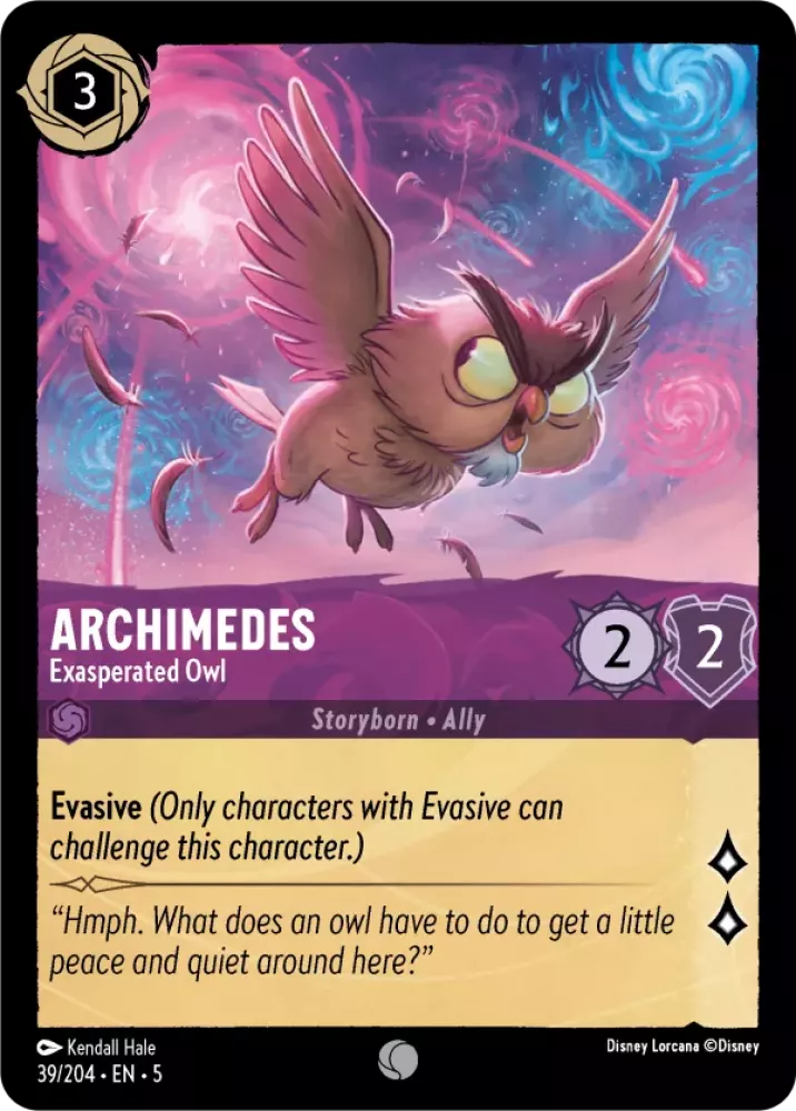 Disney Lorcana Shimmering Skies 039/204 Archimedes - Exasperated Owl Foil