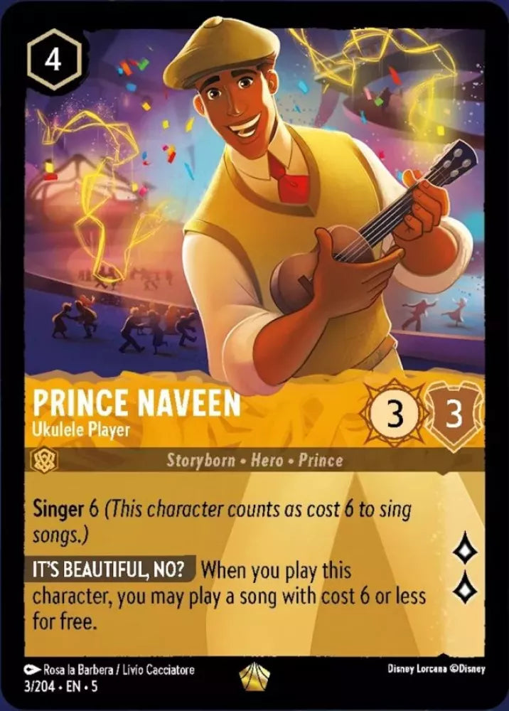 Disney Lorcana Shimmering Skies 003/204 Prince Naveen - Ukulele Player