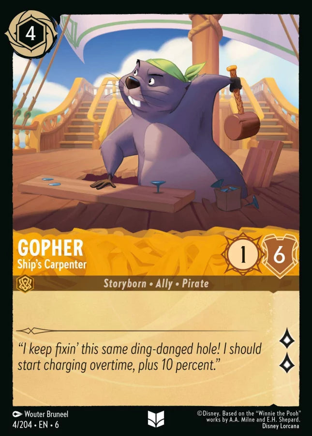 Disney Lorcana Azurite Sea 004/204 Gopher - Ship's Carpenter