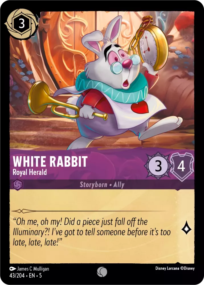 Disney Lorcana Shimmering Skies 043/204 White Rabbit - Royal Herald Foil