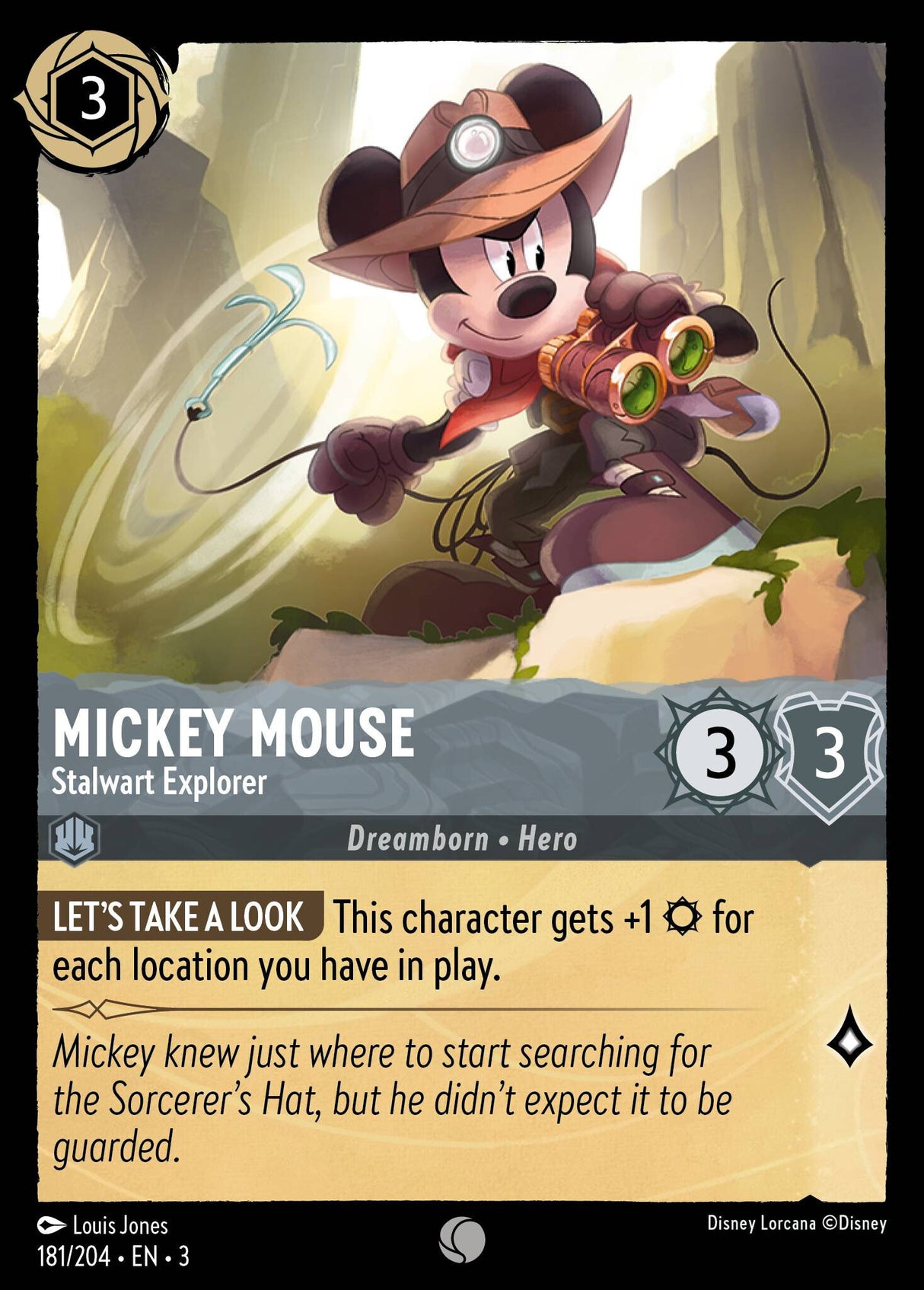 Disney Lorcana Into The Inklands 181/204 MICKEY MOUSE Stalwart Explorer