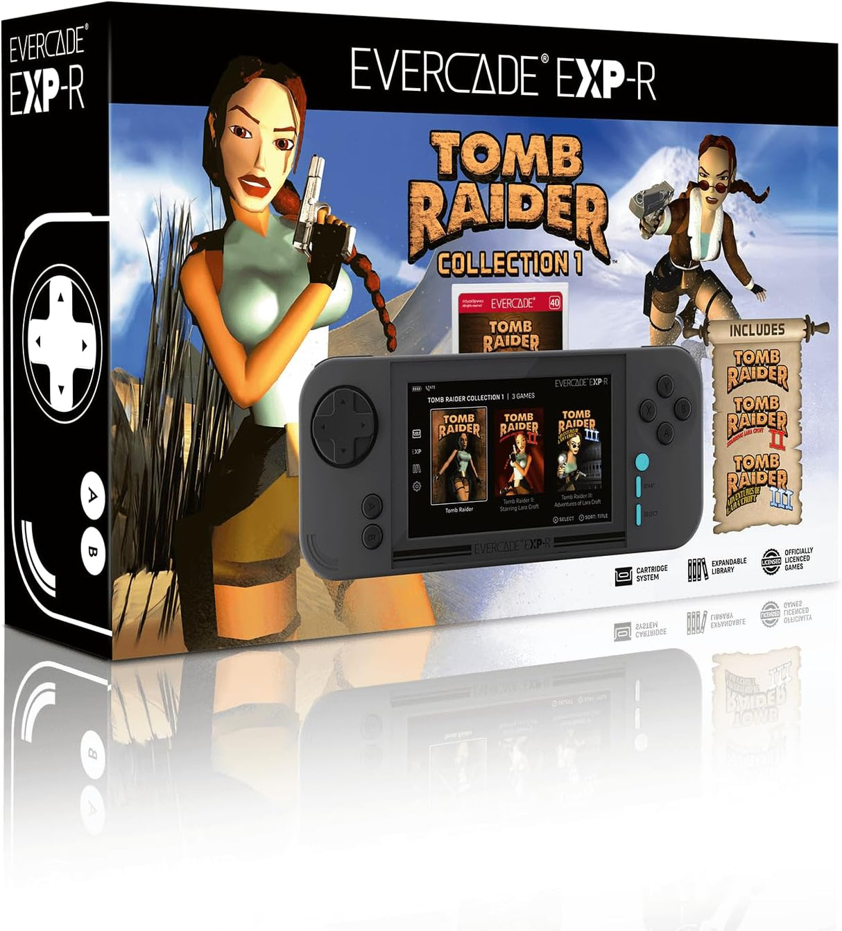 Evercade EXP-R Handheld Console with Tomb Raider Collection 1 (I, II & III) (Evercade)