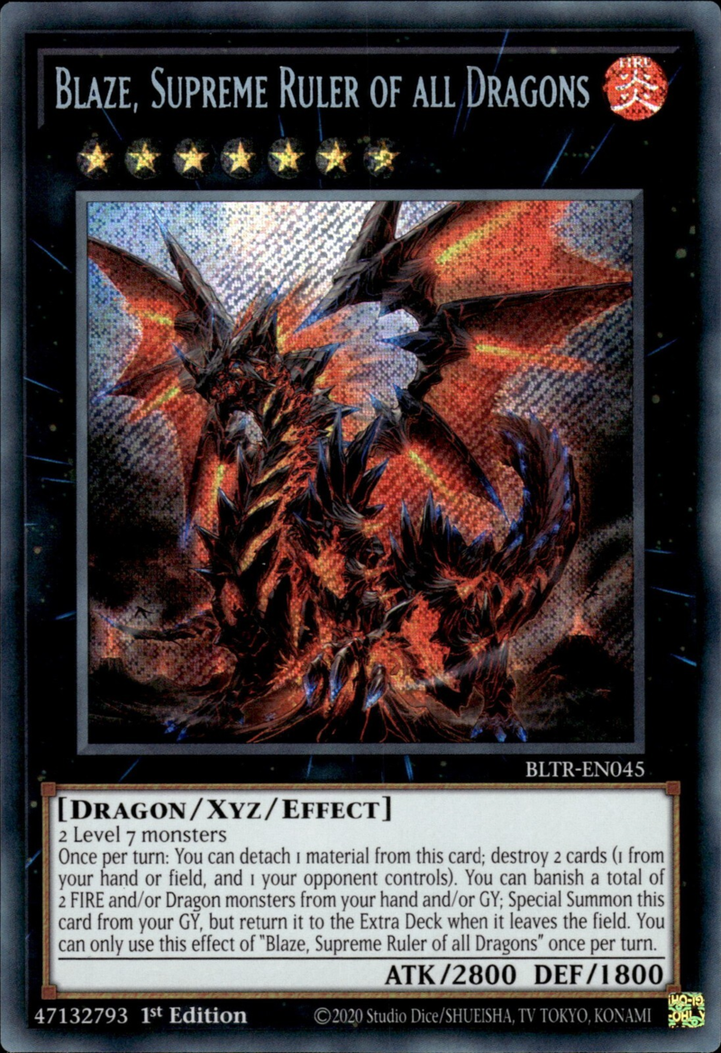 Battles Of Legend: Terminal Revenge BLTR-EN045 Blaze, Supreme Ruler of all Dragons Secret Rare