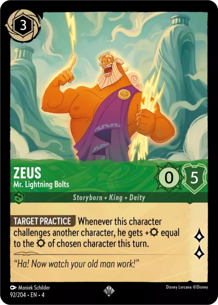 Disney Lorcana Ursula's Return 092/204 Zeus - Mr. Lightning Bolts Foil