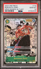 2024 One Piece Wings of the Captain 118 Roronoa Zoro Manga Alternate Art PSA 10