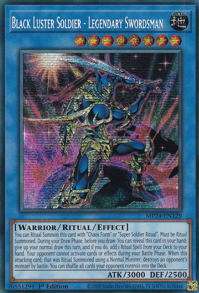 25th Anniversary Dueling Mirrors Tin MP24-EN129 Black Luster Soldier - Legendary Swordsman Secret Rare