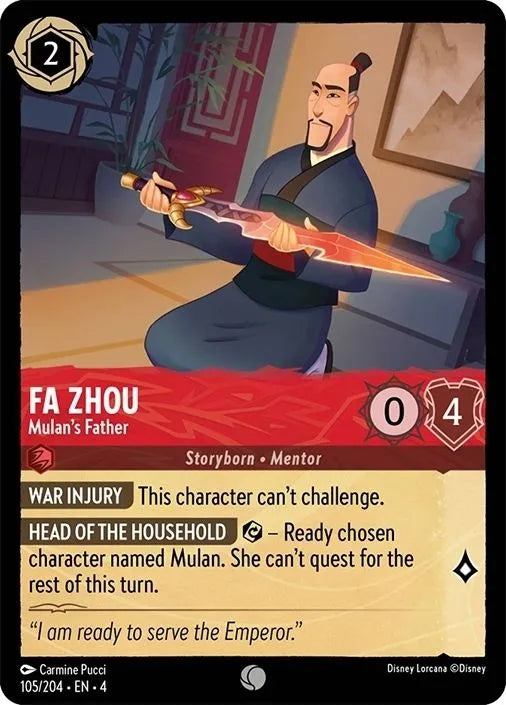 Disney Lorcana Ursula's Return 105/204 Fa Zhou - Mulan's Father Foil