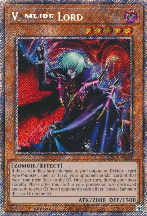 Quarter Century Bonanza RA03-EN128 Vampire Lord Platinum Secret Rare