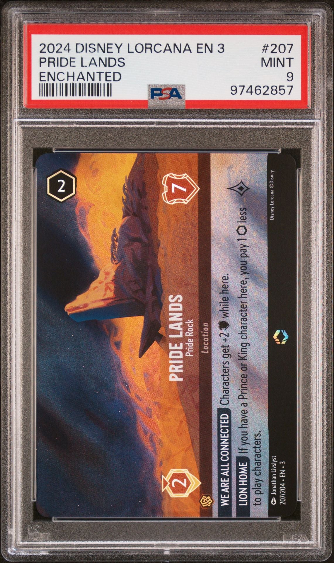 2024 Disney Lorcana Into The Inklands 207/204 PRIDE LANDS Pride Rock PSA 9