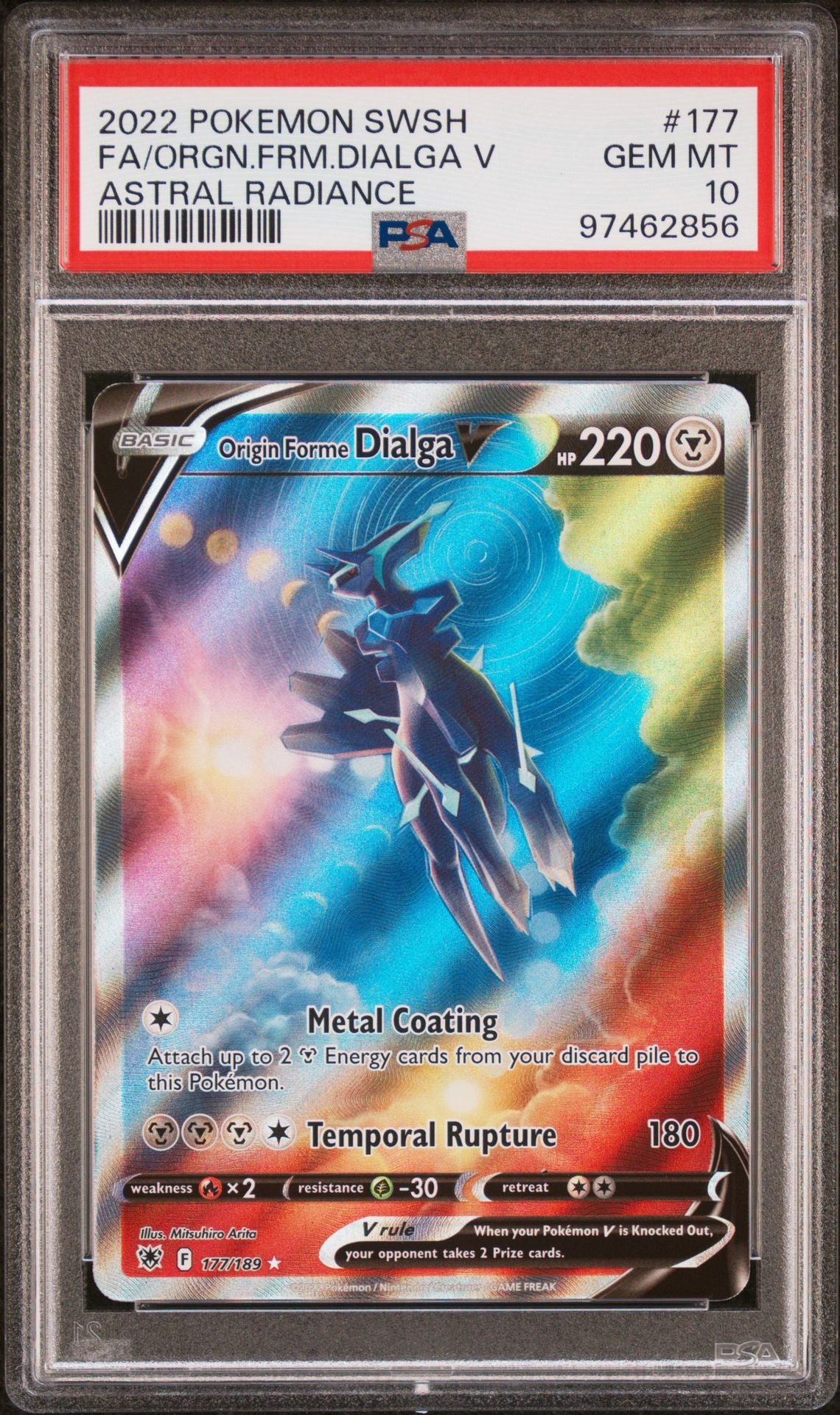 Pokemon Sword and Shield Astral Radiance 177 Full Art/Origin Forme Dialga V PSA 10